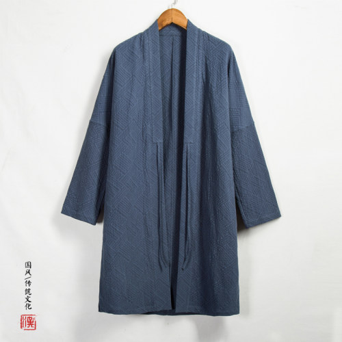中国风男装中长款道袍披风男春秋外套宽松棉麻改良汉服禅修居士服