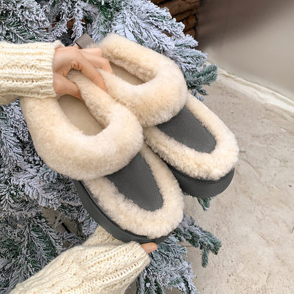 高跟7cm厚底雪地靴女冬季圆头加绒加厚羊毛大棉鞋轻便保暖毛毛鞋