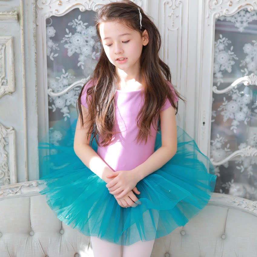 韩国进口儿童舞蹈练功漂亮蓬蓬裙  女孩公主跳舞启蒙学习芭蕾纱裙
