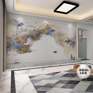 修北欧风立体背景墙壁画客厅办公室 电视背景墙现代简约定制墙布装
