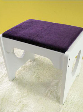 简单日子白色镂空心形梳妆凳/紫色面料软面化妆凳/简约时尚坐凳