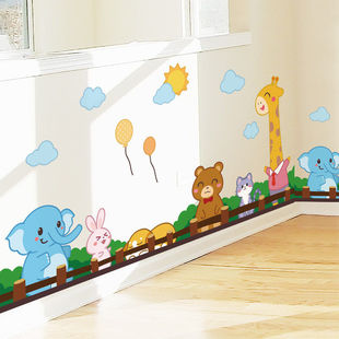 幼儿园走廊墙面踢脚线墙角线装 饰自粘贴纸创意小图案开学小学墙贴