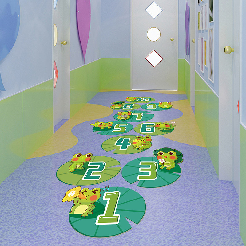 卡通儿童房间地面布置墙贴画跳格子房子地贴幼儿园环创地板贴装饰