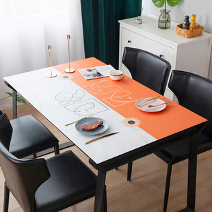 轻奢高级感餐桌垫防水防油防烫免洗桌布皮革隔热长方形茶几桌面垫