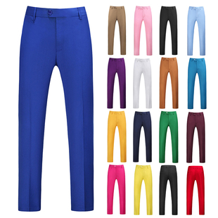 直筒裤 宝蓝色西裤 彩色职业装 春秋欧洲站优质商务休闲裤 子 男大码