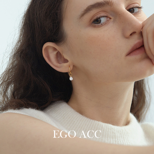 超闪水滴锆石吊坠纯银耳圈女法式 EGO 款 经典 轻奢精致耳环 ACC