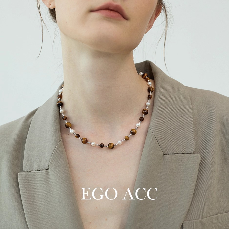 EGOACC美拉德风虎眼石串珠项链