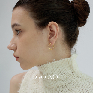 简约百搭个性 欧美风波浪扭纹金属耳圈ins博主同款 耳环 ACC EGO