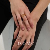 极简线条三层叠戴戒指女欧美时髦个性 EGO ACC艺术家 设计师指环潮