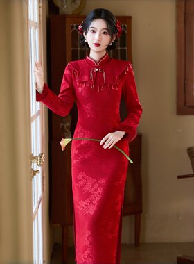 高级感新中式红色旗袍新娘敬酒服