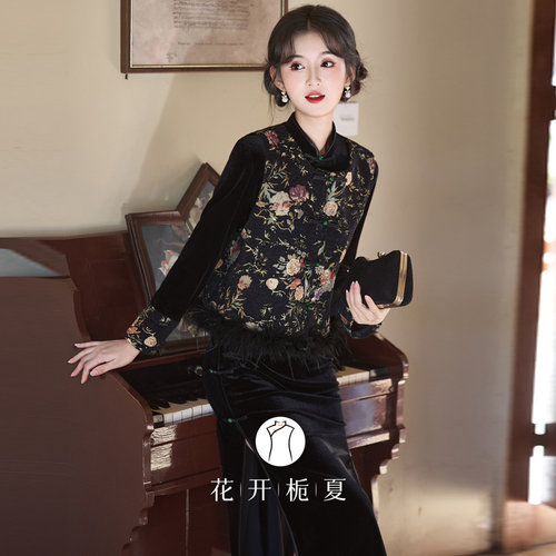 新中式改良气质高级感黑色旗袍