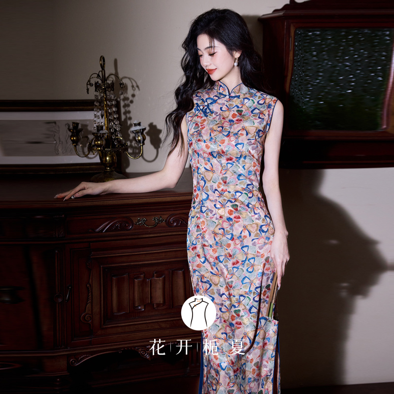 《醉梦星河》老上海复古港风无袖旗袍新中式年轻少女连衣裙