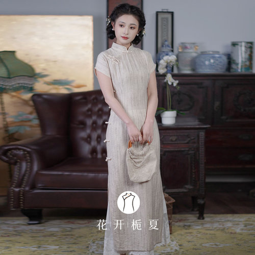 新中式改良日常长款短袖旗袍