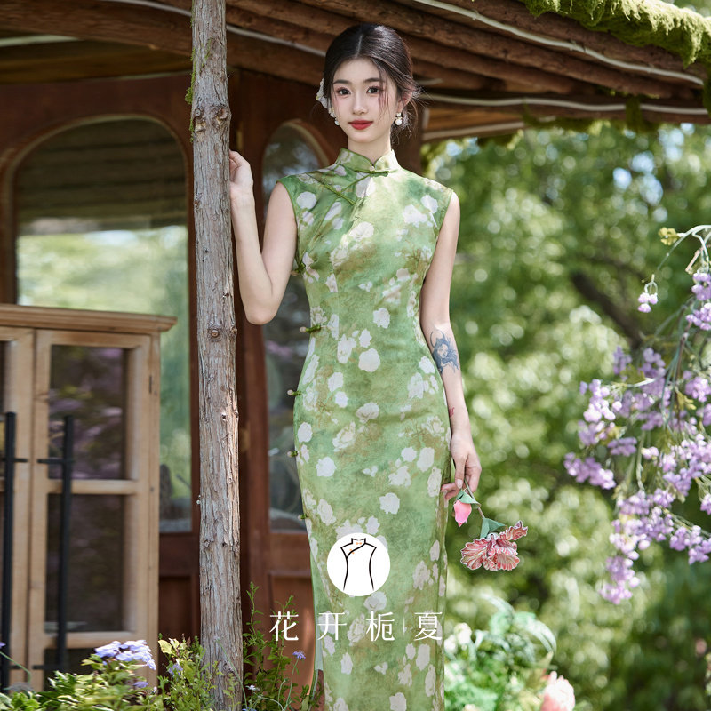 新中式改良绿色无袖旗袍2025夏季绝美气质年轻款少女连衣裙,女装/女士精品,旗袍,淘宝优惠券,粉丝福利购,淘宝优惠卷