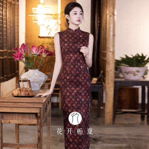 复古港风无袖旗袍修身显瘦