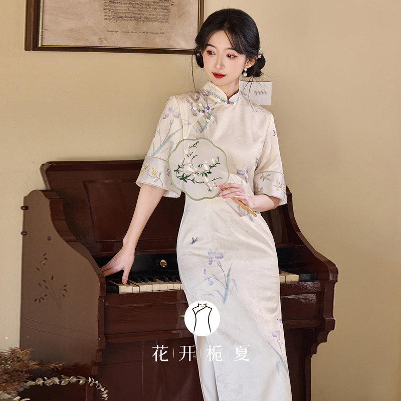 《夏季鸢尾》新中式改良绝美气质短袖旗袍2026春夏新款年轻款