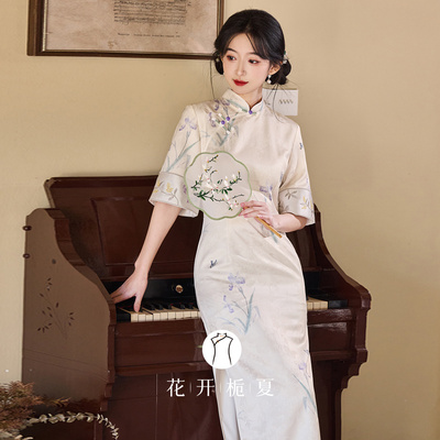 新中式改良短袖提花旗袍