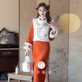 绝美气质秋冬旗袍马甲新中式 国风改良年轻款 少女加厚保暖10