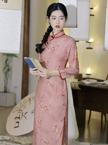 Демисезонное ретро легкое ципао, китайский стиль, светлый стиль