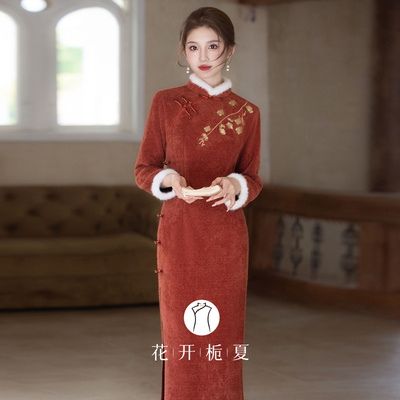 绝美新中式旗袍冬装年轻款少女