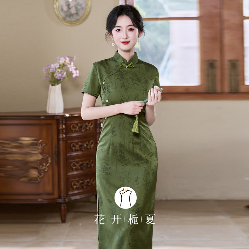 复古民国风绿色提花旗袍送考2026春夏新款气质高级感长款1/25,女装/女士精品,旗袍,淘宝优惠券,粉丝福利购,淘宝优惠卷