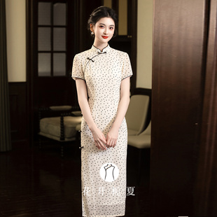 连衣裙2 温柔少女长款 新中式 文艺复古少女波点旗袍2026新款