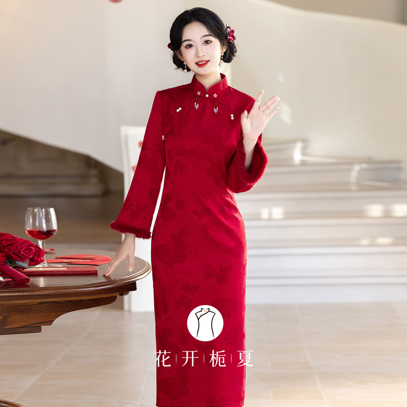 新中式红色旗袍新娘敬酒服