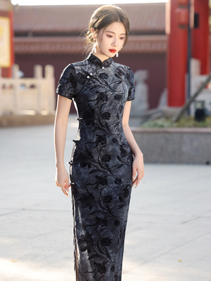 老上海复古风长款旗袍