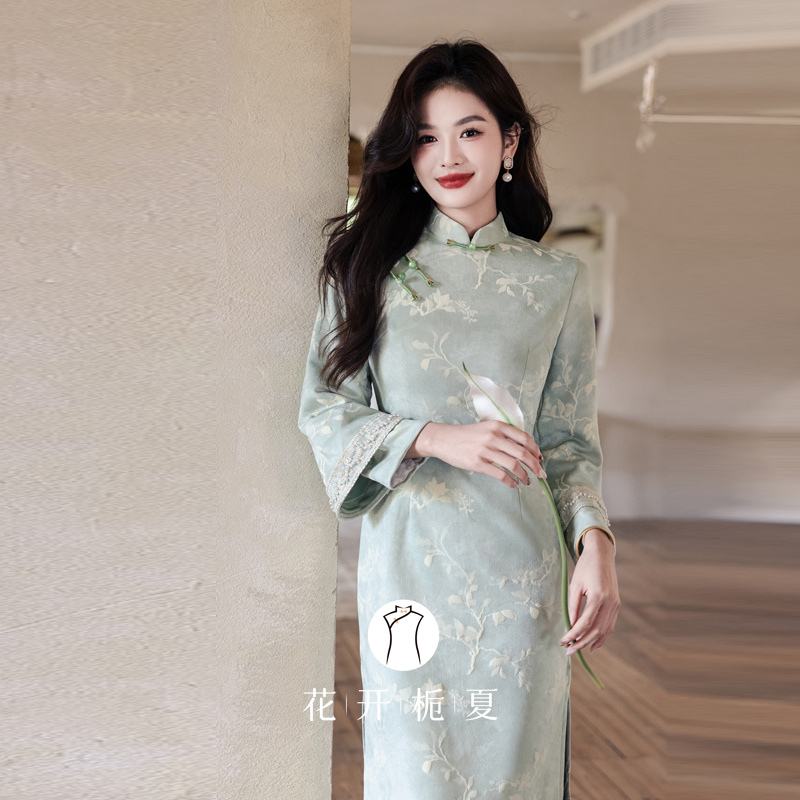 新中式改良年轻款少女绿色旗袍