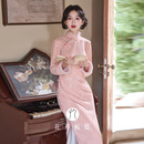 少女加绒加厚连衣裙10 绝美气质年轻款 新中式 粉色旗袍2025冬款