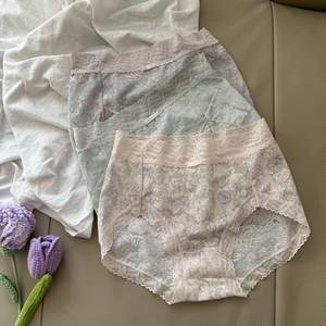 柜货新款蕾丝性感网纱透视轻薄中高腰女士内裤简约宽松自然唯美三