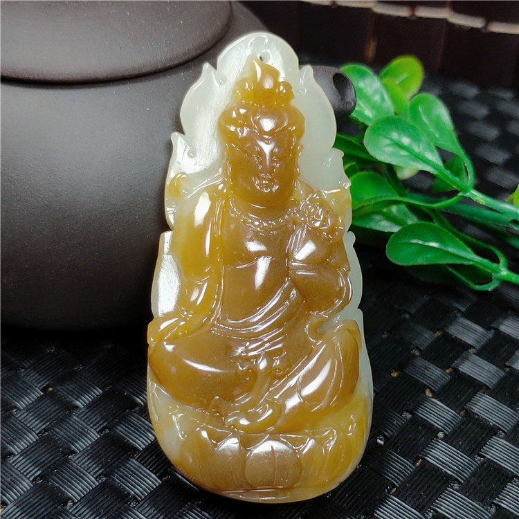 原石观音菩萨吊坠且末料顺丰包邮
