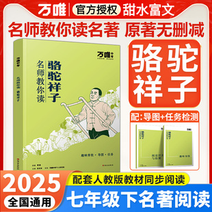 初一七下7下语文人教版 经典 课本同步初中课外阅读书万维中考 万唯名师教你读名著七年级下册骆驼祥子老舍原著无删减正版 骆驼祥子