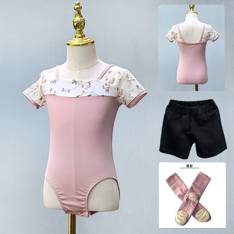 夏季儿童舞蹈服古典风短袖连体服