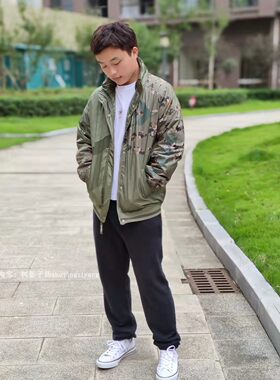 匡威棉服迷彩拼接夹克休闲外套