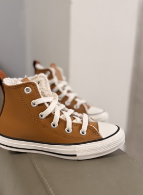 匡威童鞋亲子鞋秋冬款男女童加绒保暖高帮鞋皮款A01472C A03181