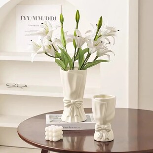 简约ins风陶瓷花瓶摆件水培鲜花富贵竹餐厅客厅高级感桌面装饰品