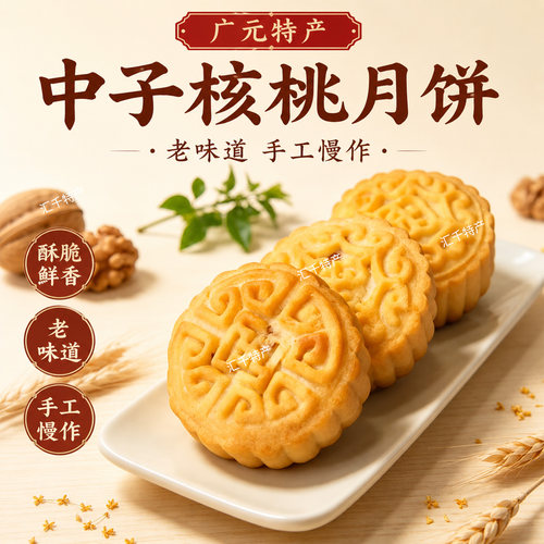 四川广元朝天中子核桃酥皮脆月饼