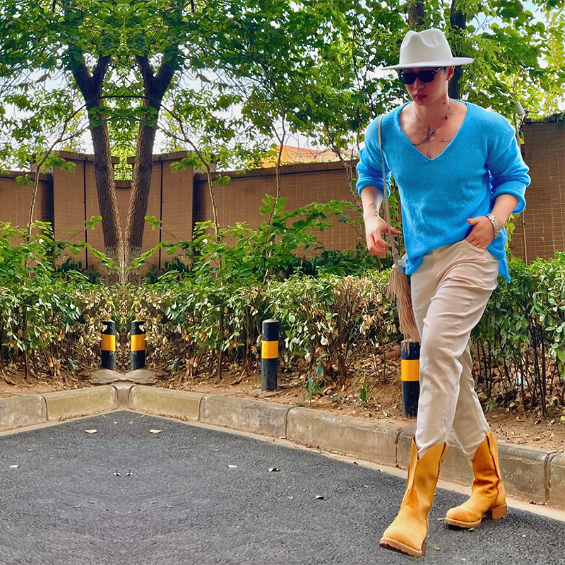 BUDDYBODY慵懒风深V低领性感卷边开叉套头英伦针织衫秋冬毛衣,男装,针织衫/毛衣,淘宝优惠券,粉丝福利购,淘宝优惠卷