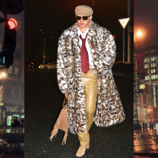 BUDDYBODY欧美嘻哈街头宽松廓形仿狐狸毛虎纹豹纹超长皮草大衣