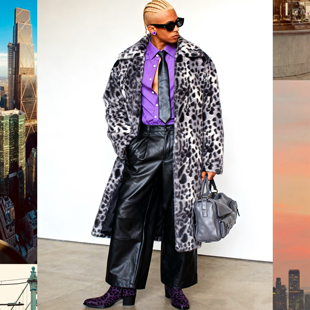 BUDDYBODY嘻哈街头宽松廓形仿貂绒豹纹个性 印花环保毛皮草大衣