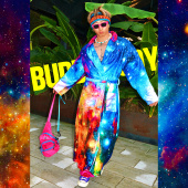 BUDDYBODY银河星空印花嘻哈街头宽松廓形彩色渐变扎染长浴袍睡袍