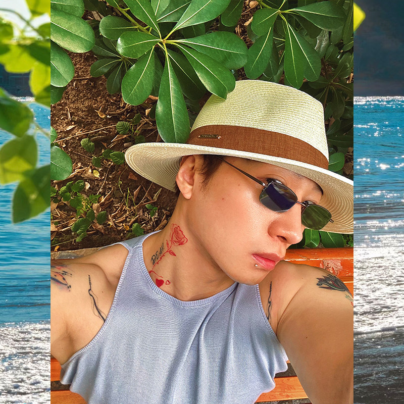 度假海滩帽爵士帽草编法式夏季