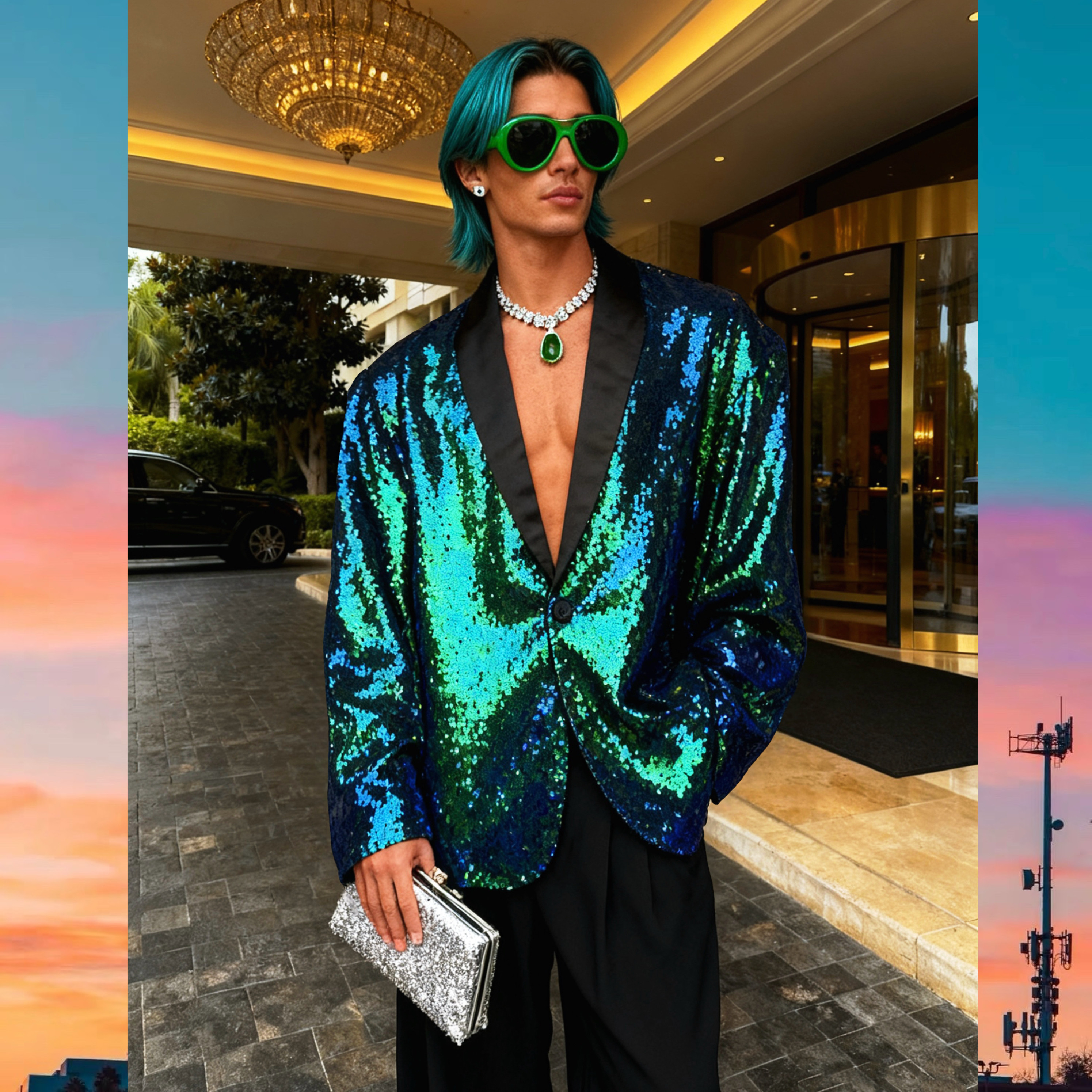 渐变亮片宴会西装礼服演出服图片