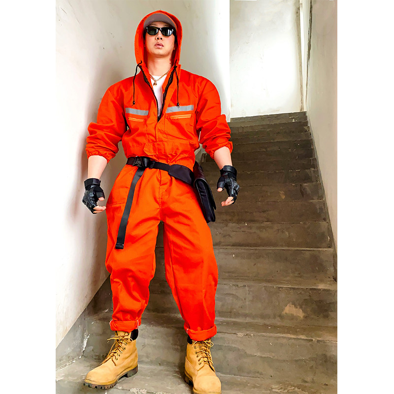 休闲连帽连体服工装连体裤