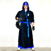 BUDDYBODY世界杯足球联名款 休闲宽松珊瑚绒超长系带连帽睡袍 美式