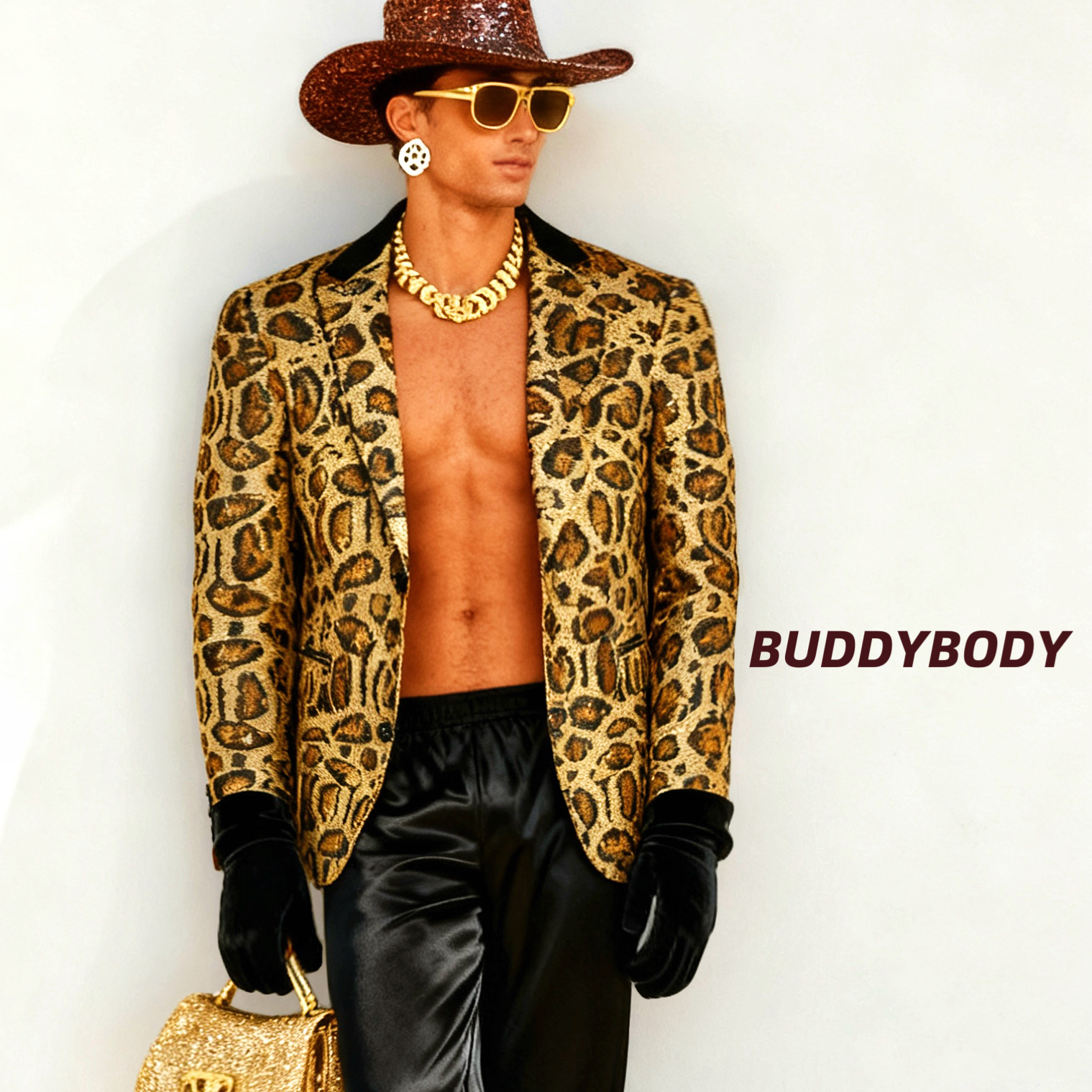 豹纹亮片刺绣晚宴红毯西装宽松