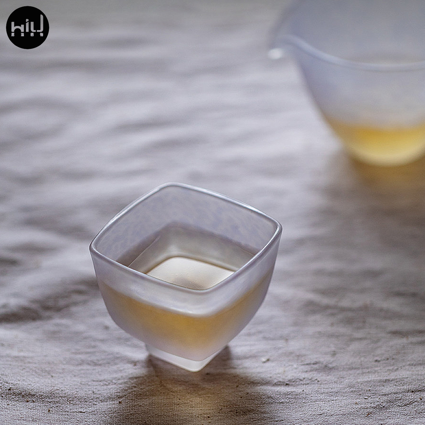 入野归松琉璃紫玻璃四方茶杯高颜值家用主人杯功夫茶具品茗杯