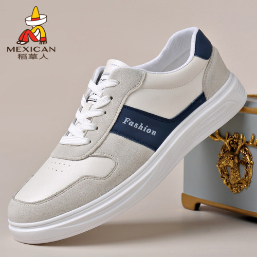 稻草人休闲板鞋真皮软底运动潮流