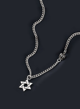 bugiel六芒星项链 网红个性嘻哈潮人创意时尚潮搭星星皇冠项链时